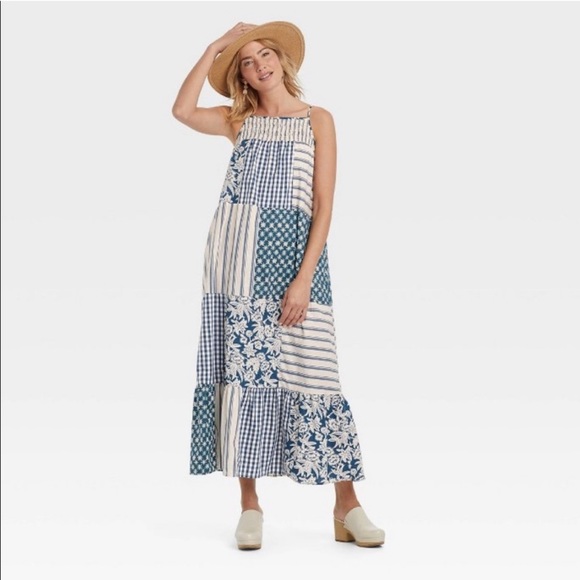 Universal Thread Dresses & Skirts - Universal Thread Blue Patchwork Tiered Dress. NWT. Size S.